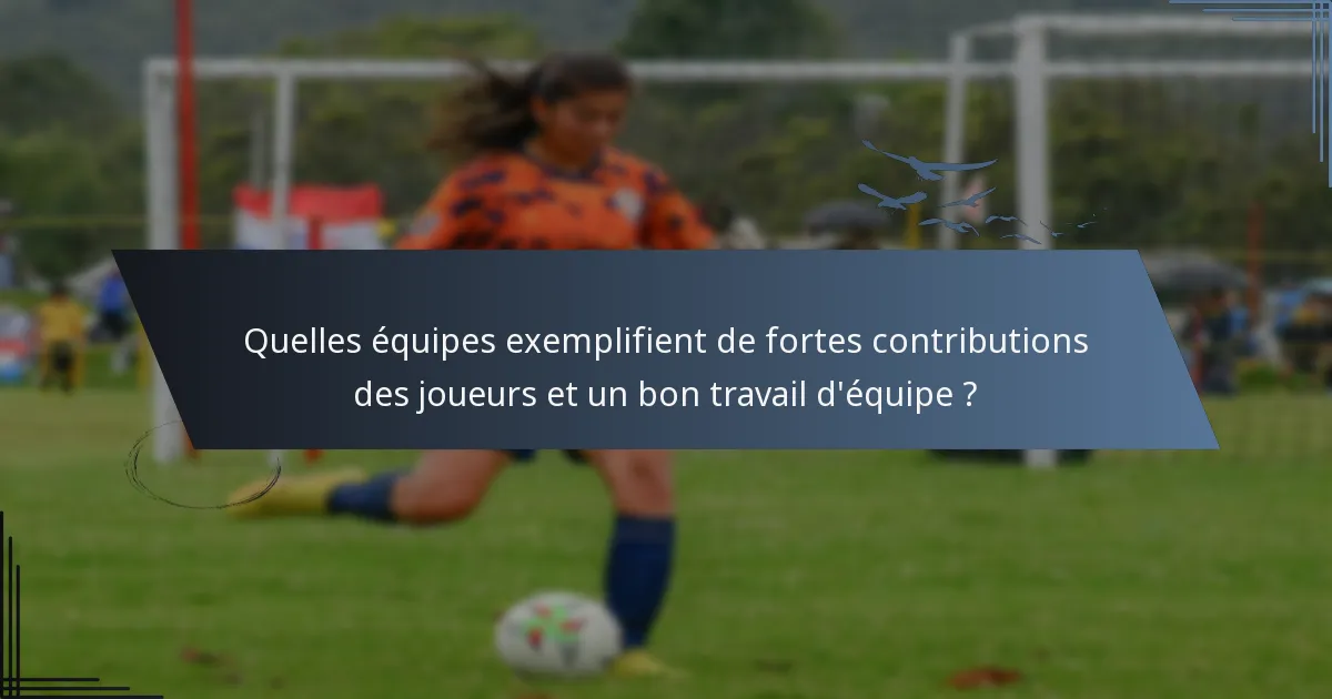 Quelles équipes exemplifient de fortes contributions des joueurs et un bon travail d'équipe ?
